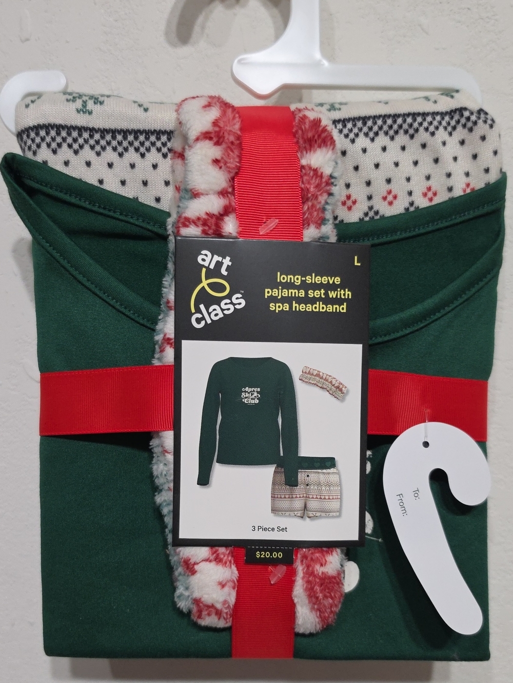art class Green Long-Sleeve Pajama Set with Red & White Headband